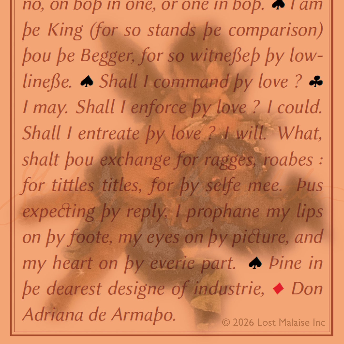 Cover artwork for Love’s Labour’s Lost in the Fifth Folio edition featuring folio typography and text from a correspondence within the play.