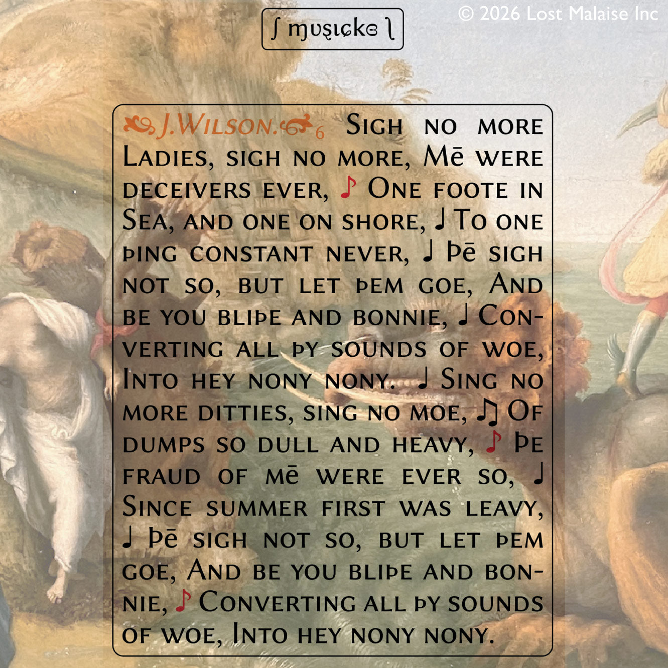 Cover artwork for Much Ado About Nothing in the Fifth Folio edition featuring layered colored folio typography superimposed against a Renaissance painting of a woman beset by a sea monster.