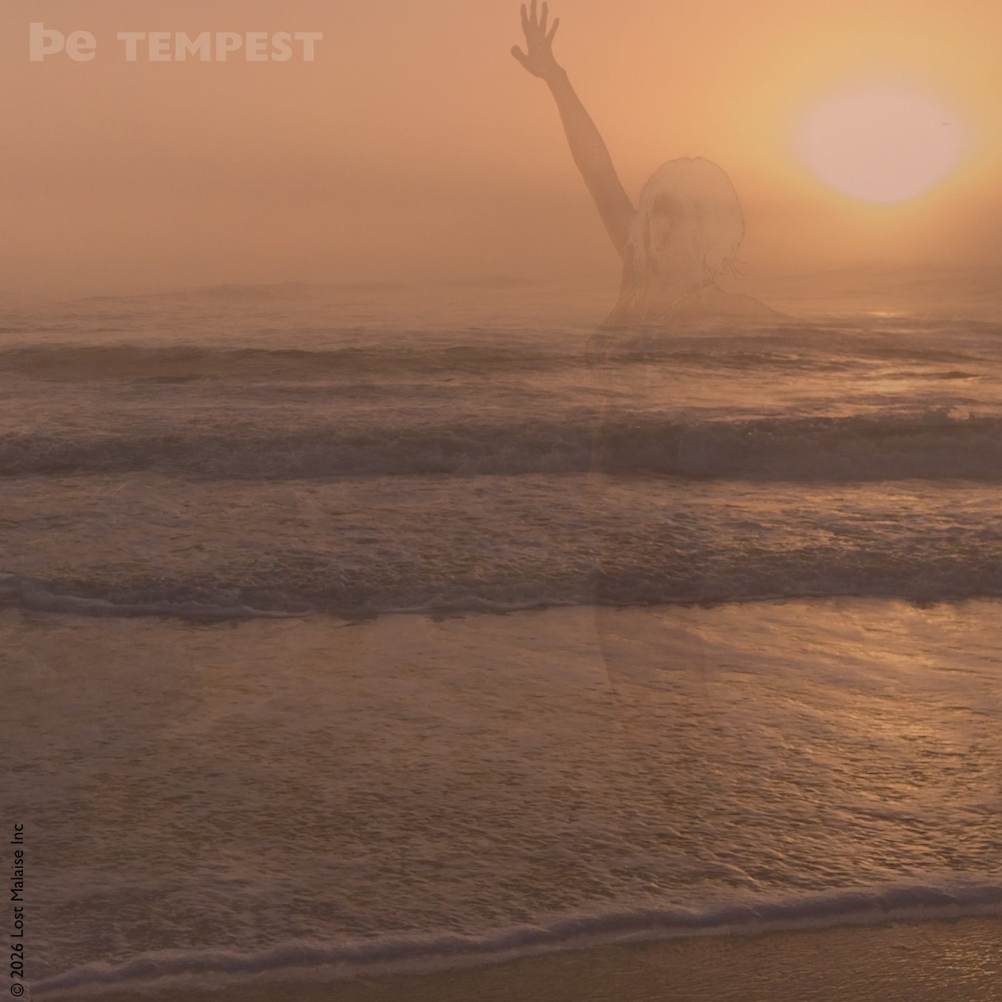 Cover artwork for The Tempest in the Fifth Folio edition featuring a spectral human figure emerging through ocean surf at sunrise.