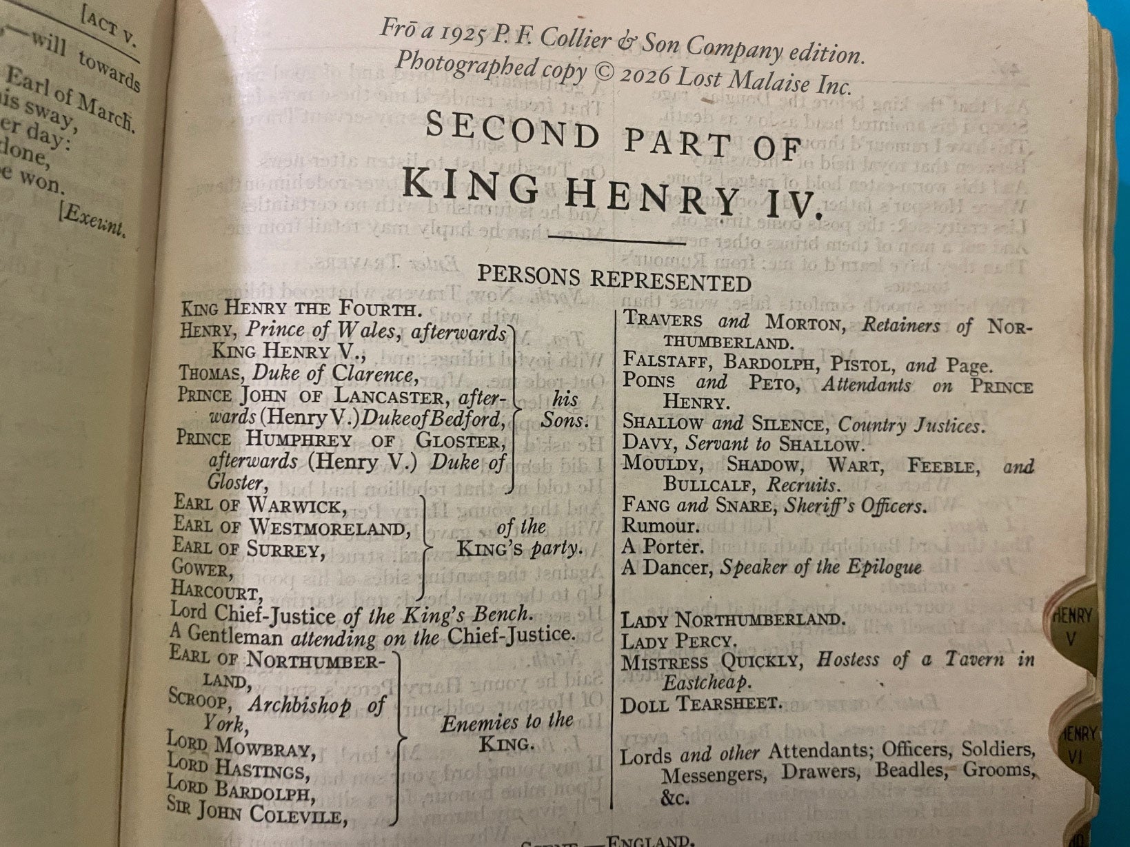 Dramatis Personae reference