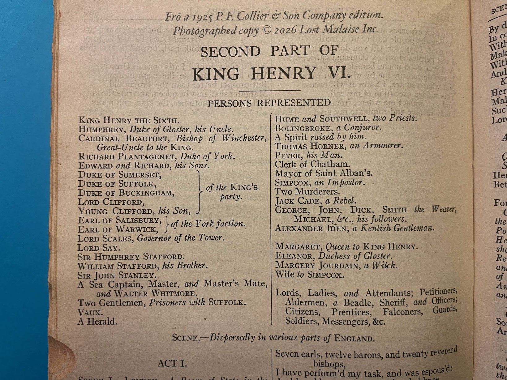 Dramatis Personae reference