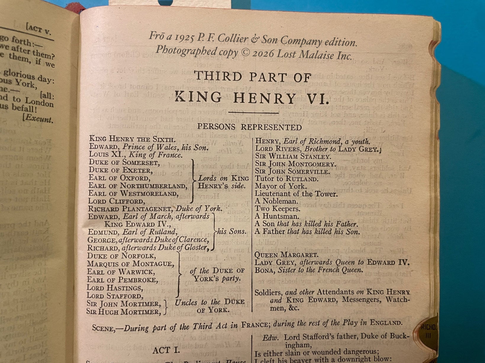 Dramatis Personae reference