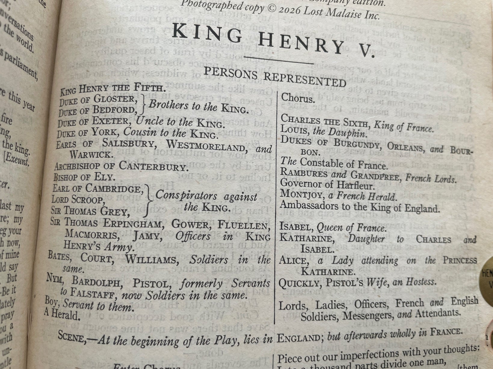 Dramatis Personae reference