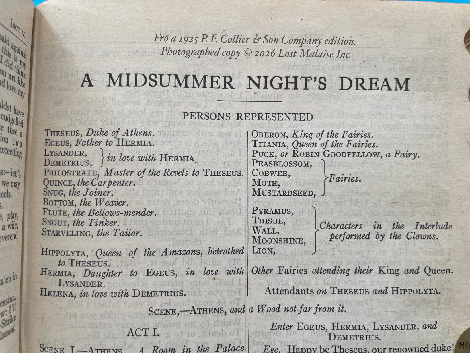 Dramatis Personae reference