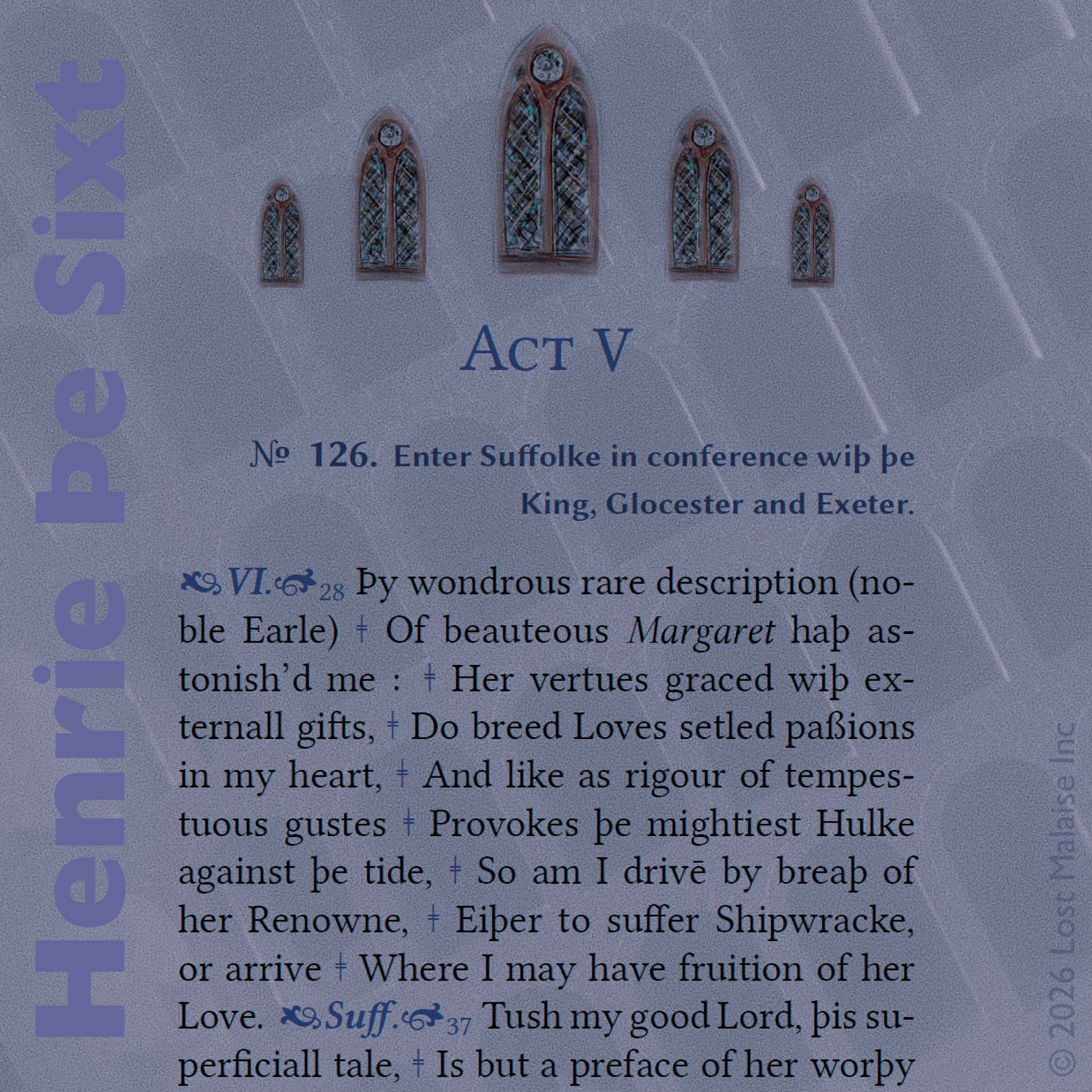 Cover artwork for King Henry VI Part 1 in the Fifth Folio edition featuring layered folio typography set against monumental modernist archways inspired by imperial Roman architecture.