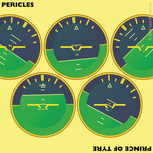 Cover artwork for Pericles in the Fifth Folio edition featuring simulated aeronautical attitude dials generated in Pharo Smalltalk.